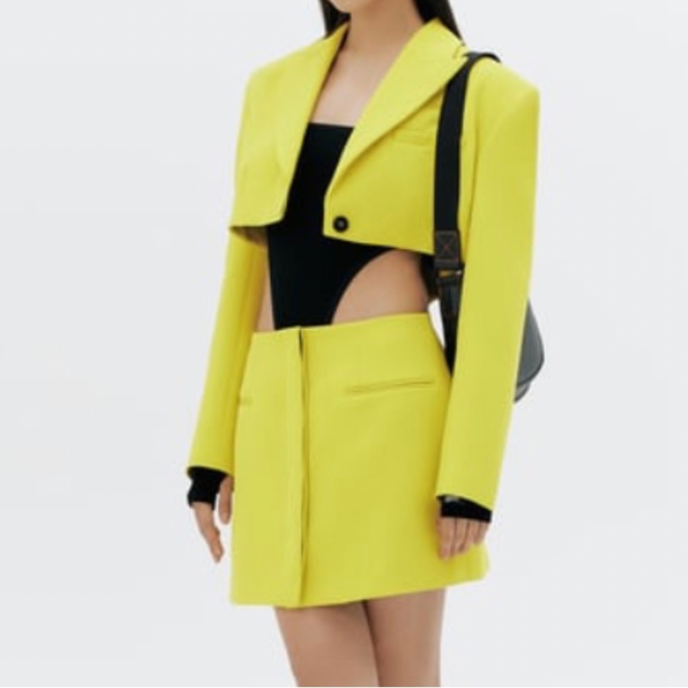 Zara Yellow Blazer and Skirt Set
